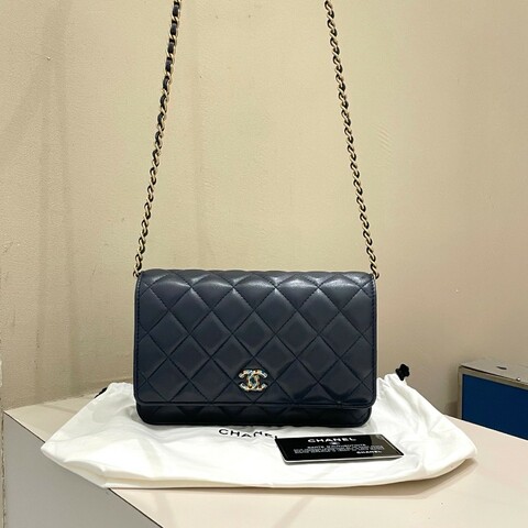 98♥️Chanel 深藍色WOC 鏈條包 小黑卡