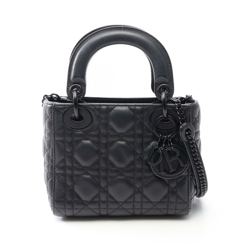 Christian Dior Lady Dior Mini Cannage 斜背肩背包，黑色皮革材質