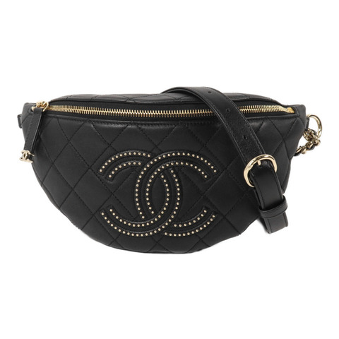 CHANEL 牛皮皮革Studded CC Waist Bag鏈帶腰包