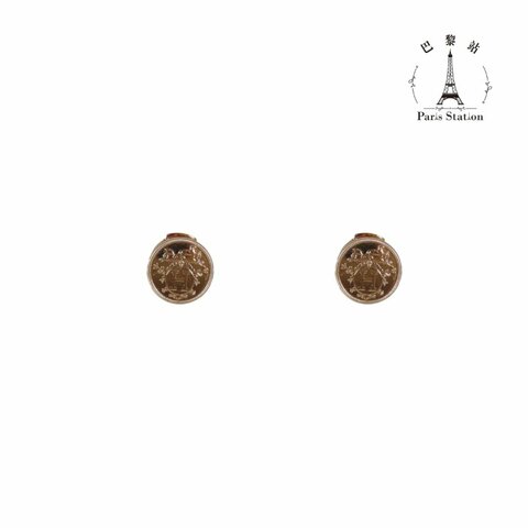 【巴黎站二手名牌專賣店】＊全新現貨＊HERMES 愛馬仕 真品＊Ex-Libris 系列 18K 玫瑰金經典藏書章徽裝飾針式耳環