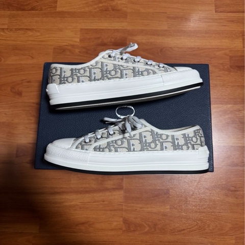 Dior迪奧厚底鞋Walk'n Oblique刺繡印花板鞋灰色35碼
