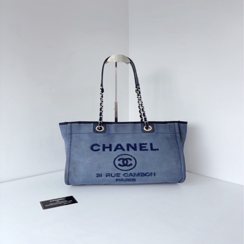 98新Chanel香奈兒 洗水牛仔亮片字母沙灘包 Tote 34*25*18