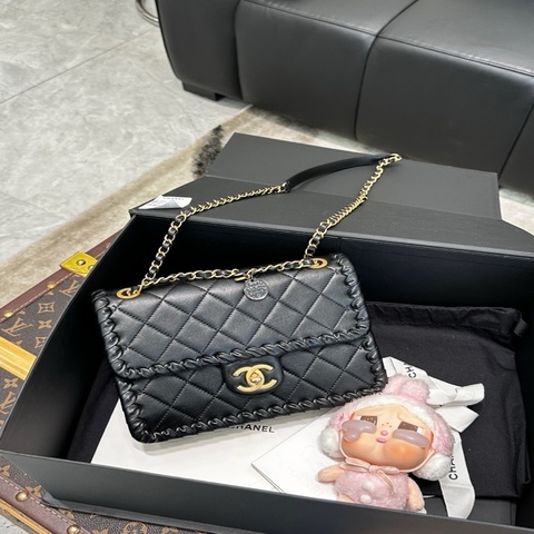 Chanel 香奈兒 芯片款 黑色金扣 金幣鏈條豆腐包 方胖子