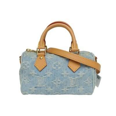 LOUIS VUITTON Speedy Nano 16 可拆卸肩帶 老花 牛仔布 晶片