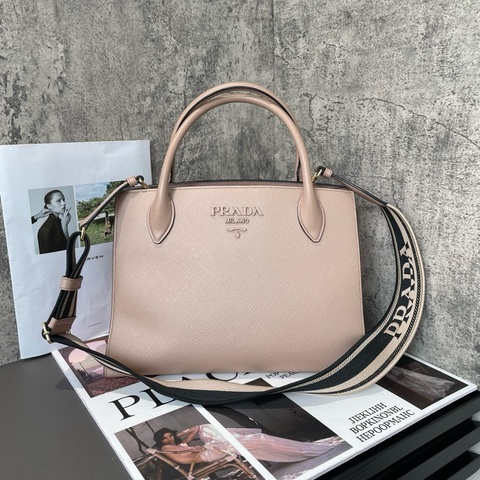 普拉達 prada tote 嫩粉色 中號 女款 托特包97新