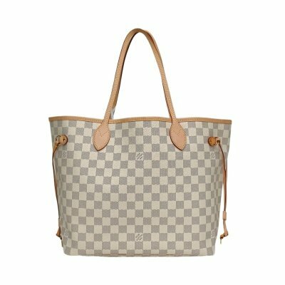 LOUIS VUITTON Neverfull 中號 31 配子袋 白棋格 PVC 金扣 晶片