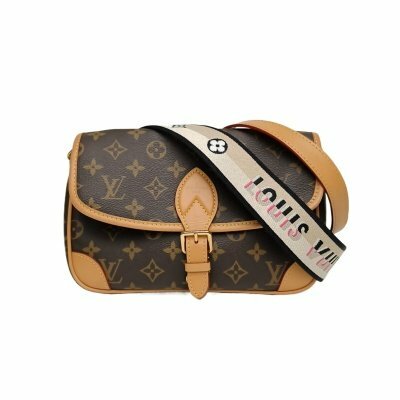 LOUIS VUITTON Diane 法棍包 24 可拆卸黑紫寬肩帶 老花 PVC 晶片