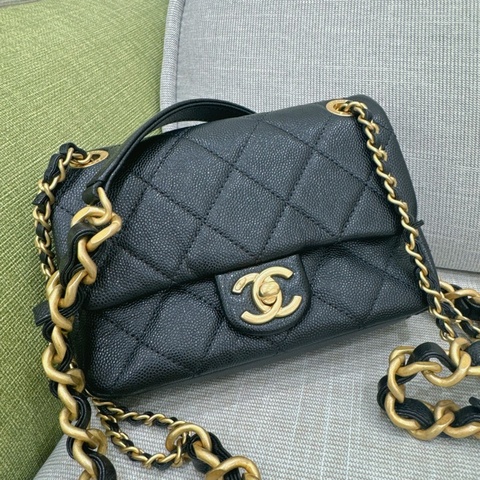 JK國際二手精品✨ Chanel 粗鏈條荔枝cf mini芯片款 購證正本
