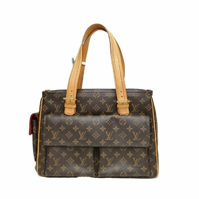 LOUIS VUITTON 中古 駱駝包 大號 老花 PVC 金扣 2004