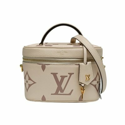 LOUIS VUITTON Vanity 化妝包 小號 19 米白色 牛皮金扣 晶片