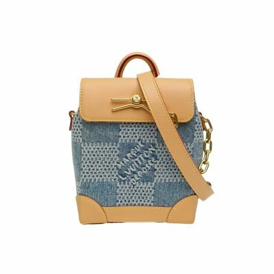 LOUIS VUITTON Steamer 手袋 Nano 15拼 牛仔藍 牛皮/牛仔布 晶片 Damies Denim 3D系列 15 牛皮拼牛仔布