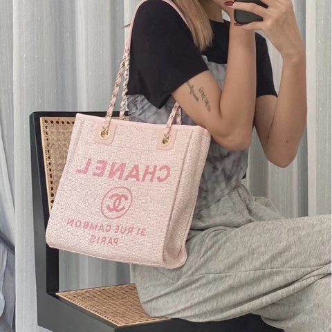 💎Chanel香奈兒｜粉色字母沙灘包 小號｜98新