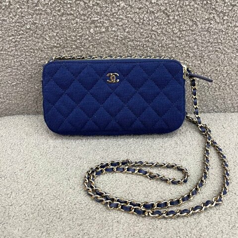 【人氣款】香奈兒 Chanel 雙層 WOC 鏈條包 藍色
