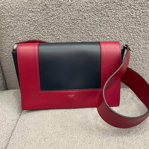 【特殊配色】賽琳 Celine 拼色豆腐包 紅＋藍 牛皮