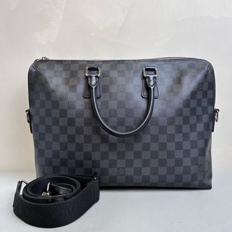 LV/路易威登棋盤格 Damier Graphite公文包 經典黑灰配色