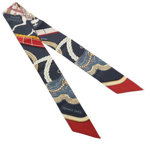 HERMES 愛馬仕 Grand Apparat Twilly 藍色 絲綢 H061364S