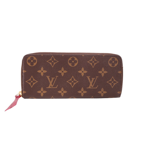 LOUIS VUITTON LV 路易威登 Portefeuille Clmence 拉鍊長夾 棕/紫紅色 原花帆布 M60742