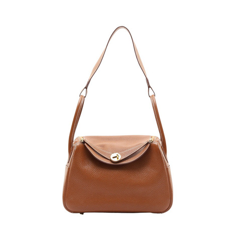 HERMES 愛馬仕 Lindy 26 琳蒂包 肩背包 金棕色 TC 牛皮 X刻 金扣 H073428CC
