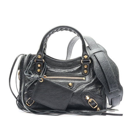 BALENCIAGA 巴黎世家 Edge Mini City 兩用包 黑色 山羊皮 300295