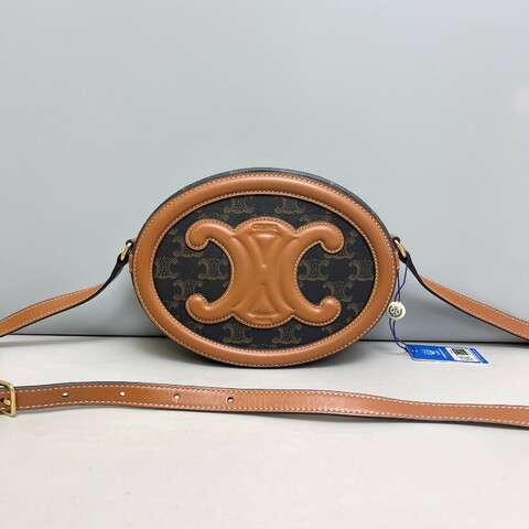Celine 凱旋門焦糖色老花大號月餅包