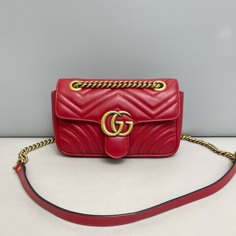 Gucci marmont 22紅色全皮斜背包