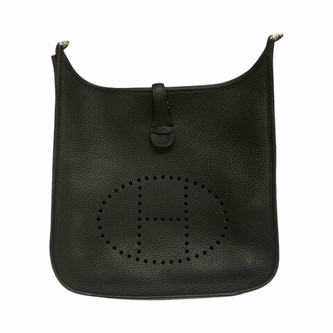 HERMES 愛馬仕 G刻 EVELYNE III 肩背包 29 TC皮 黑色 銀扣