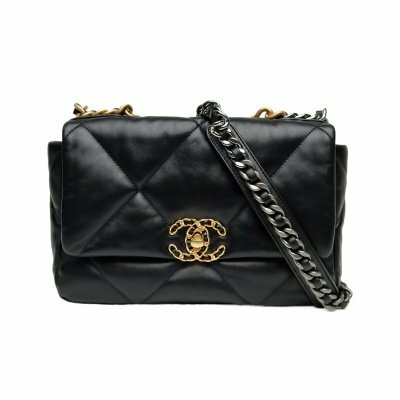 CHANEL 19BAG 口蓋包 小號 26cm 黑色 羊皮 晶片開 皮穿鏈扣