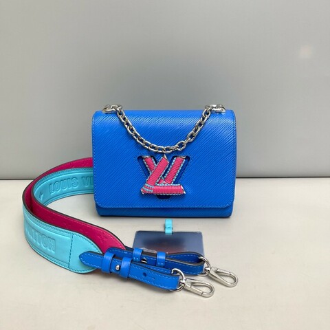 Louis Vuitton Twist小號藍色水波纹限量編織彩扣包 晶片款