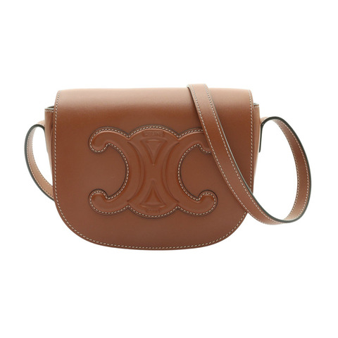 CELINE 賽琳 Folco Cuir Triomphe 肩背包 棕色 牛皮 198263DU3.04LU
