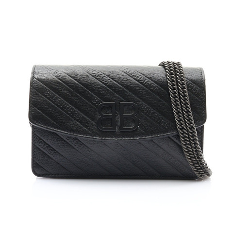 BALENCIAGA 巴黎世家 BB WOC 鍊帶 肩背包 黑色 牛皮 561507 1000
