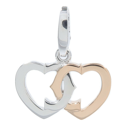 CARTIER 18K白金/玫瑰金Double C吊墜