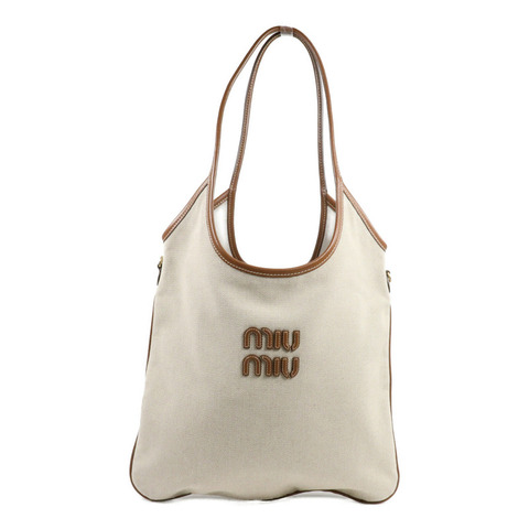 Miu Miu 帆布/牛皮皮革Ivy Tote肩背袋