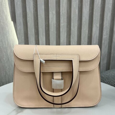 【人氣款】愛馬仕 Hermès Mini Halzan 迷你哈桑 薔薇粉 Swift皮 銀扣｜全新｜X刻