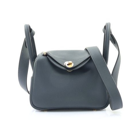 HERMES 愛馬仕 Mini LindyII 肩背包 霧霾灰色 swift牛皮 K刻 銀扣