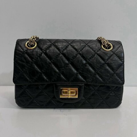 Chanel 2.55 mini 黑金 牛皮