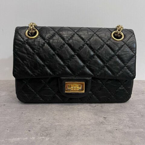 Chanel 2.55 mini 黑金 牛皮