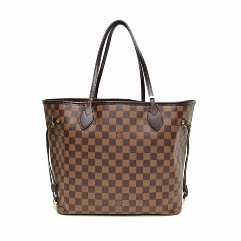 LV路易威登 Neverfull中号31棕色棋盘格金扣2018肩背包