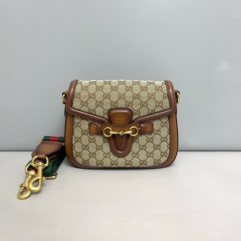 Gucci Laby Web老花馬銜扣馬鞍包