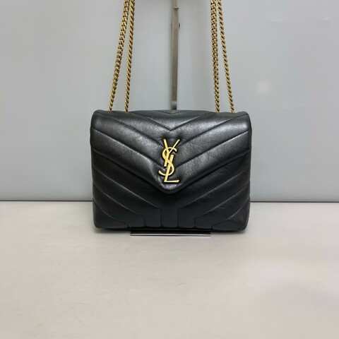YSL LouLou中號黑金全皮雲朵方胖子
