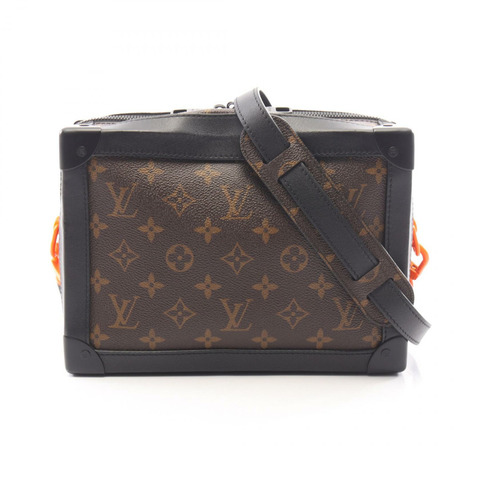路易威登 Soft Trunk Monogram Solar Powered Ray 單肩包 M44427 PVC 塗層帆布皮革 棕色 黑色 二手