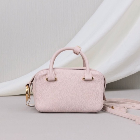 DELVAUX 裸粉色金扣Cool Box Nano系列手提肩背斜背包 16*11*7 9新 配件塵袋