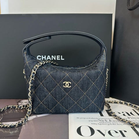 香奈兒 Chanel 26P 丹寧牛仔hobo 飯盒包手提包斜挎包 底長21.5cm