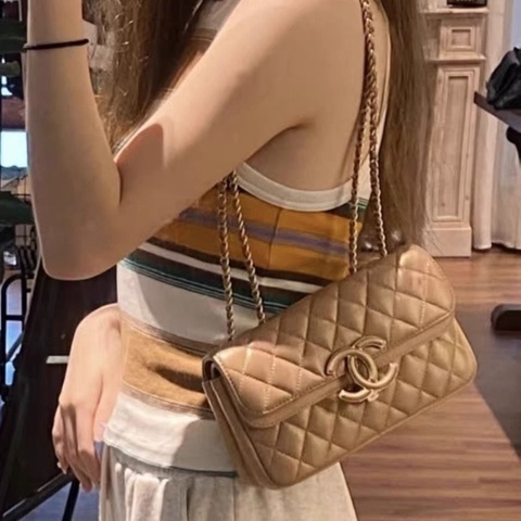 Chanel 埃及系列 奶茶金 CF 22*15cm 95新 配件塵袋 保卡