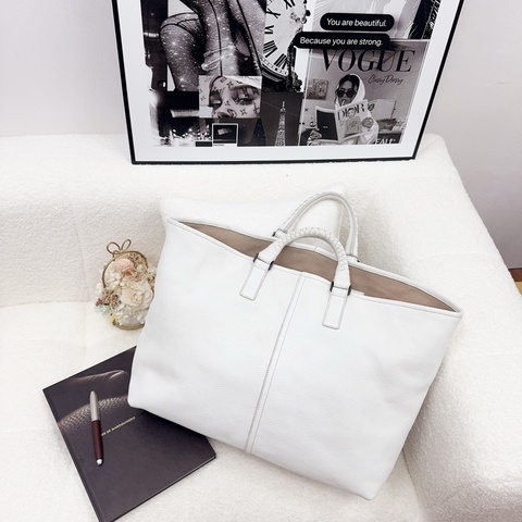 【赫蒂國際精品】 Bottega Veneta白色鹿皮皮革托特包vintage
