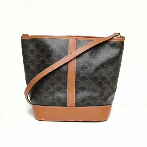 CELINE Triomphe凯旋门标志印花水桶包中号老花金扣肩背包