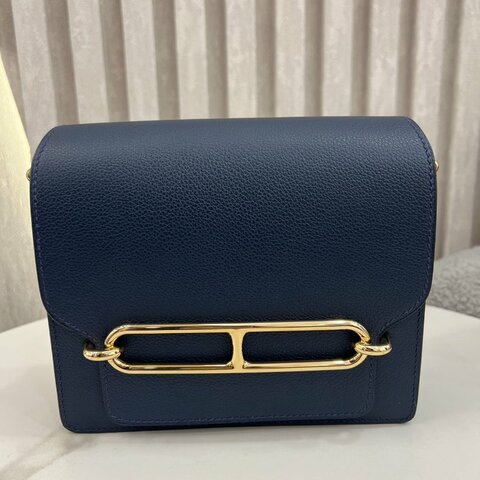 【經典深藍】愛馬仕 Hermès Roulis 19 豬鼻子包 午夜藍 Evercolor皮 金扣｜D刻 98新