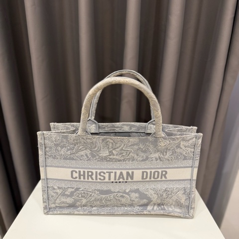 Christian Dior迪奧book tote灰色刺繡托特包
