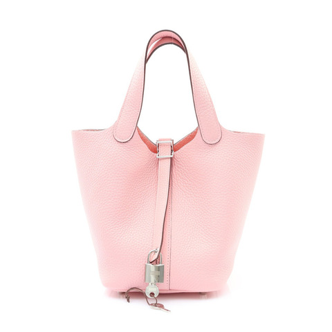HERMES 愛馬仕 Picotin Lock 18 菜籃子 手提包 櫻花粉色 Taurillon Clemence牛皮 Z刻 銀扣 H056289CK