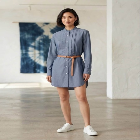 BURBERRY 英國黑標 反折袖打摺長版上衣&洋裝