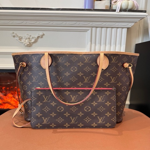 lv 路易威登/Louis Vuitton NF中號Neverfull中號 紅色內里 托特包
